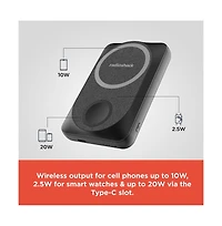 RadioShack 10,000 Mah 3 in 1 Magnetic Wireless Portable Battery PowerBank with Smart Watch Charger and MagSafe, Indicator Lights, Usb C 2309285