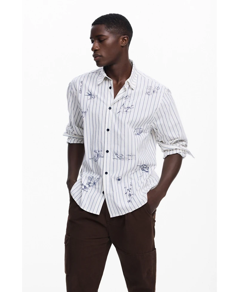 Desigual Men's Striped shirt with illustrations