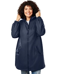 Woman Within Women's Plus Hooded Slicker Raincoat