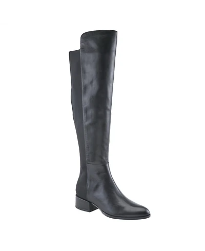 Spring Step Rider Over-the-Knee Leather Boot with Stretch Back Panel and Leather-Wrapped Heel