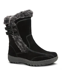 Azura Spring Step Achieve Suede Water Resistant Cold Weather Boot with Faux Fur Trim and Buckles