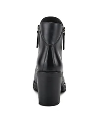 Azura Spring Step Dealey Leather Booties with Double Zippers and Lug Platform Sole