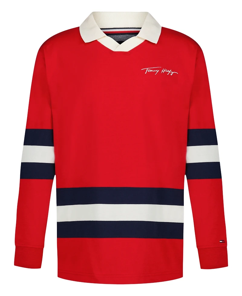Tommy Hilfiger Boys 2T-7 Varsity Long Sleeve Polo Shirt