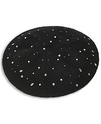 Karl Lagerfeld Paris Women's Crystal Stud Detail Beret Hat