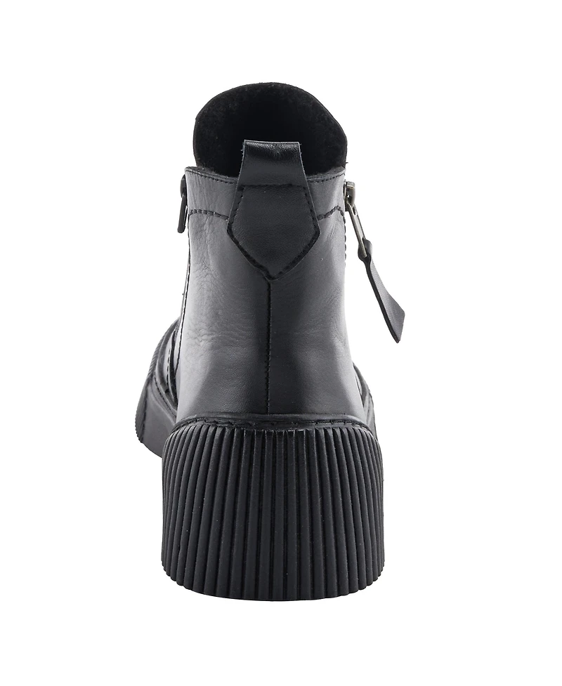 Spring Step Kelko Leather Bootie with Decorative Zipper, Removable Insole, and Sporty Sole