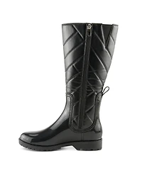 Spring Step Maiza Waterproof Quilted Rain Boots with Faux Fur Lining and Zipper Closure