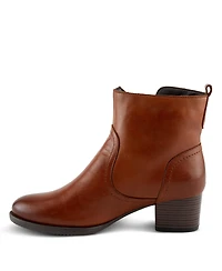 Azura Spring Step Nazca Leather Ankle Bootie with Gold Snap Button and Functional Zipper