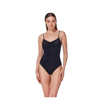 Gottex Womens Mademoiselle V Neck Ruched One Piece