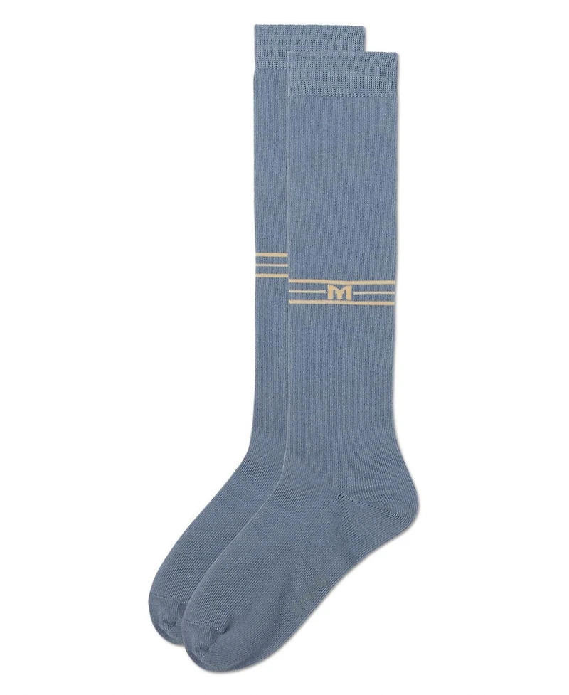 Memoi Girls Stretch Cotton Multi Stripe "M Graphic" Knee Sock