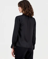 Anne Klein Women's V-Neck Button-Front Blouse