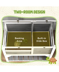 PawHut Tortoise Habitat Enclosure for Indoor W/ Shelf, Tray, Light