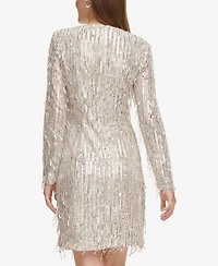Eliza J Petite Jewel Neck Sequin Cocktail Dress
