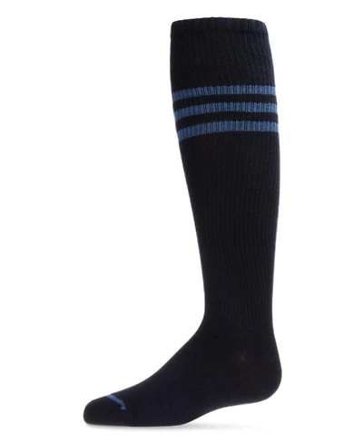 Memoi Big Girls Thin Ribbed Sport Stripe Cotton Blend Knee High Socks