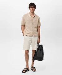 Mango Men's Openwork Knitted Shirt