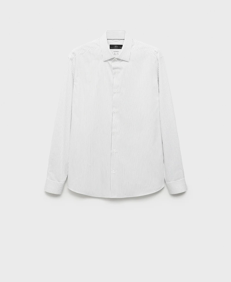 Mango Men's Regular-Fit Striped Cotton Shirt
