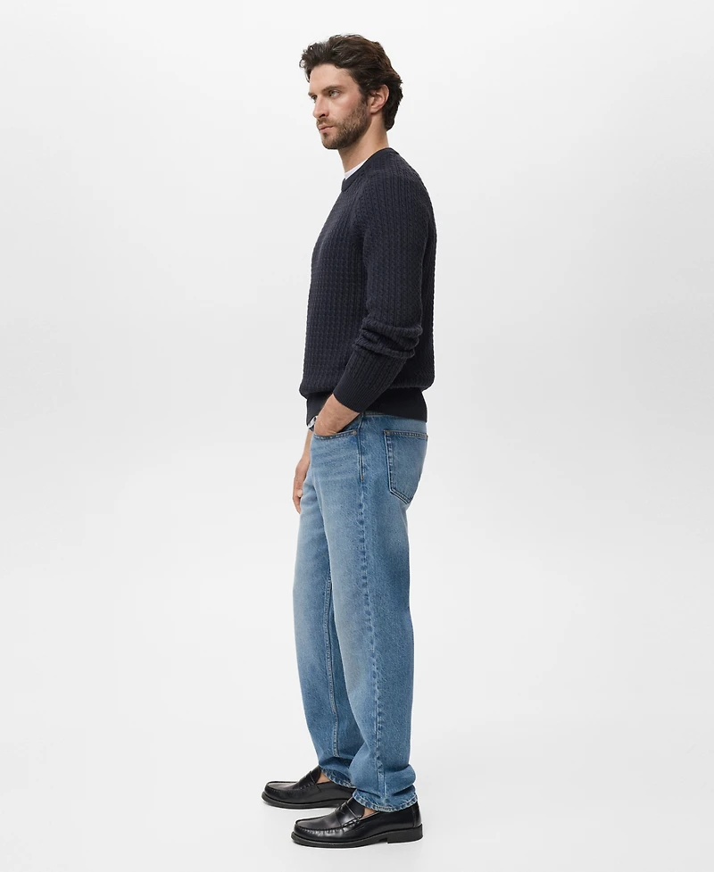Mango Men's Cotton Braided Sweater