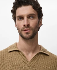 Mango Men's Knitted Structured Polo Sweater