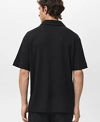Mango Men's Textured Knitted Polo Shirt