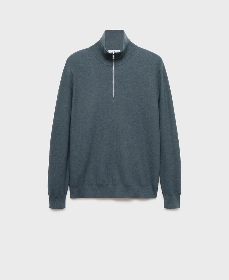 Mango Men's Microstructure Zipper Collar Sweater