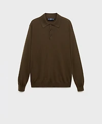 Mango Men's Wool Knitted Polo Sweater