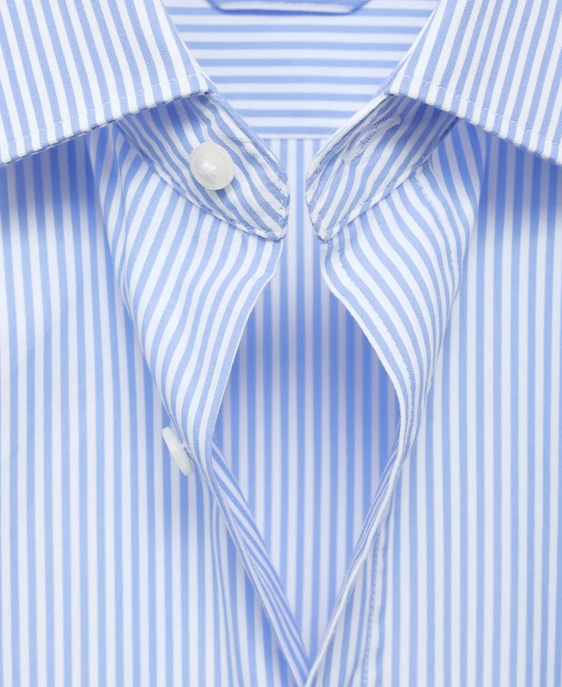 Mango Men's Regular Fit Striped Cotton Shirt