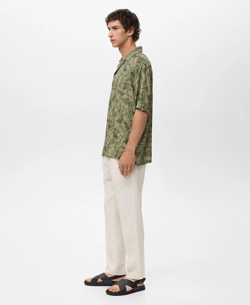 Mango Men's Printed Bowling Shirt