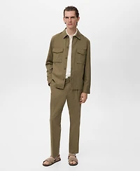 Mango Men's Cotton-Blend Straight-Leg Pleated Pants