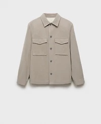 Mango Men's Pockets Lyocell Cotton Jacket