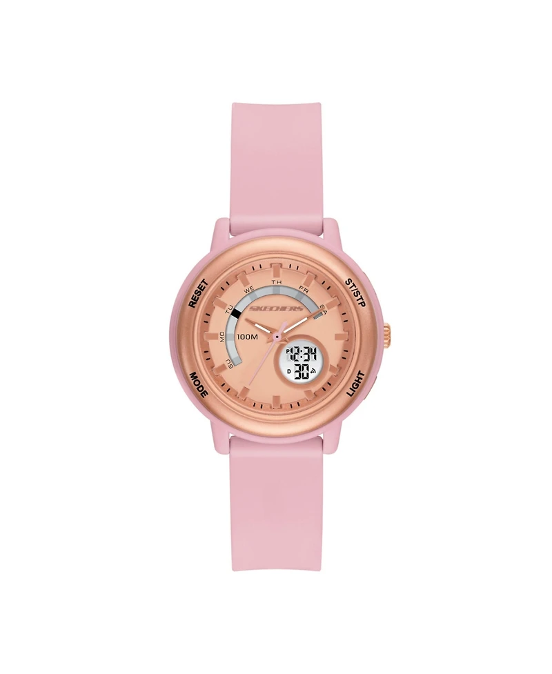 Skechers Women's Salerno Analog-Digital, Blush Polycarbonate Watch
