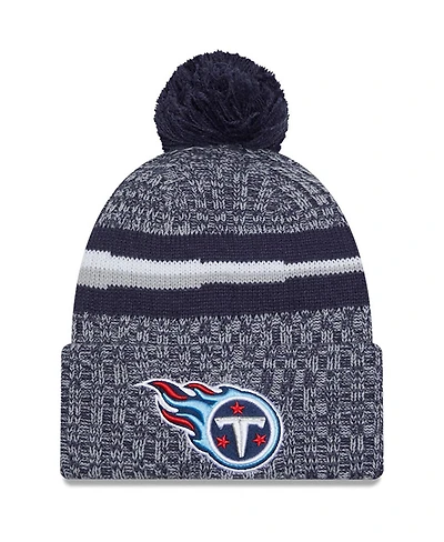 New Era Men's Navy Tennessee Titans 2023 Sideline Pom with Cuffed Knit Hat