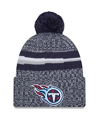 New Era Men's Navy Tennessee Titans 2023 Sideline Pom with Cuffed Knit Hat