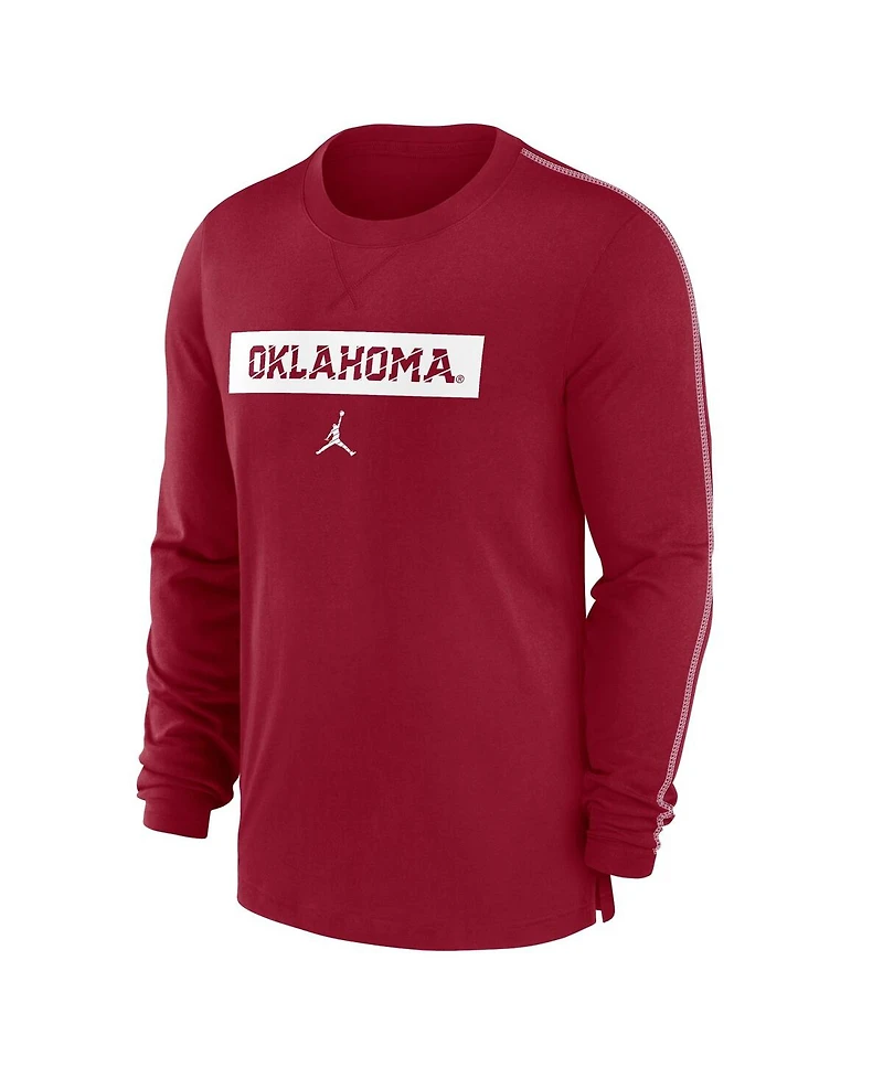 Jordan Men's Crimson Oklahoma Sooners 2024 Sideline Player Tri-Blend Performance Long Sleeve T-Shirt