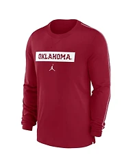 Jordan Men's Crimson Oklahoma Sooners 2024 Sideline Player Tri-Blend Performance Long Sleeve T-Shirt