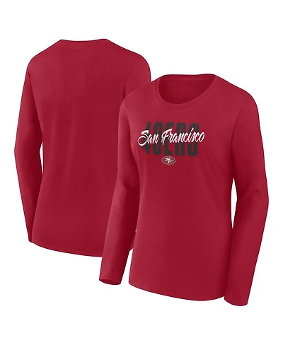 Logo Athletic Women's Scarlet San Francisco 49ers Grip Long Sleeve T-Shirt