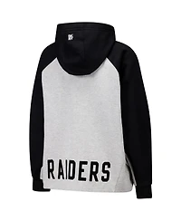 Dkny Women's Gray/Black Las Vegas Raiders Joy Cropped Raglan Pullover Hoodie