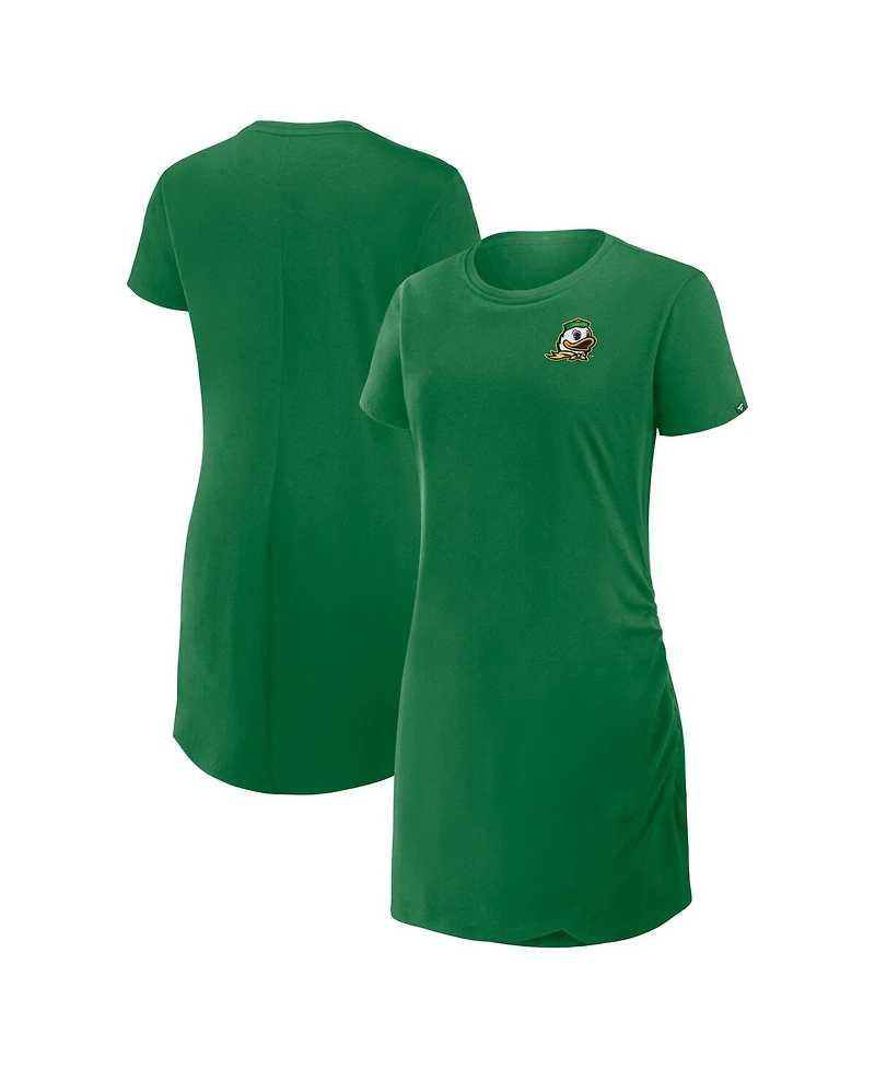 Fanatics Women's Green Oregon Ducks Ruched Drape T-Shirt Dress