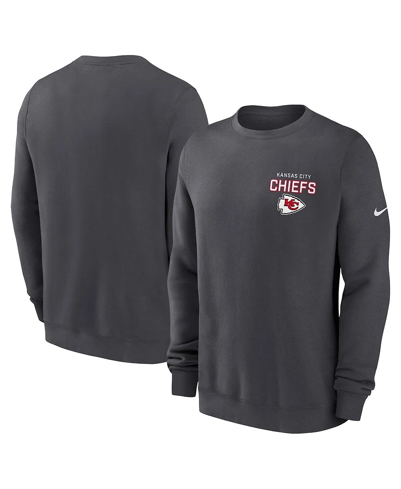 Nike Men's Anthracite Kansas City Chiefs Primetime Club Fleece Pullover Sweatshirt