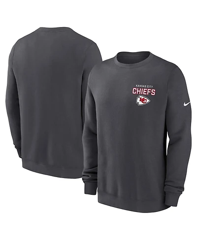 Nike Men's Anthracite Kansas City Chiefs Primetime Club Fleece Pullover Sweatshirt