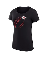 G-iii 4Her by Carl Banks Women's Black Kansas City Chiefs Super-Slim Fit Lightweight Subtle Football T-Shirt