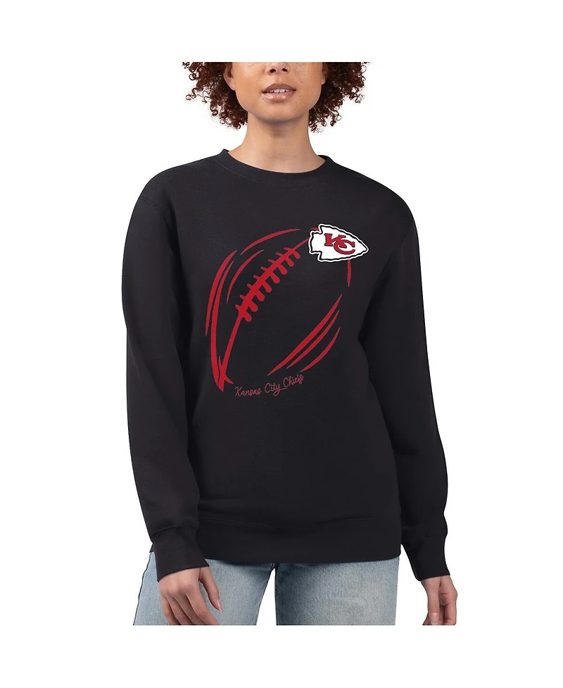 G-iii 4Her by Carl Banks Women's Kansas City Chiefs Football Logo Graphic Fleece Tri-Blend Pullover Sweatshirt