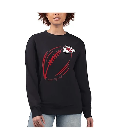 G-iii 4Her by Carl Banks Women's Kansas City Chiefs Football Logo Graphic Fleece Tri-Blend Pullover Sweatshirt