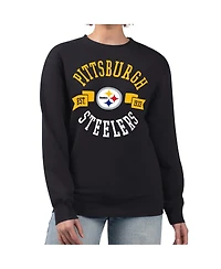 G-iii 4Her by Carl Banks Women's Black Pittsburgh Steelers Large Team Graphic Fleece Pullover Sweatshirt