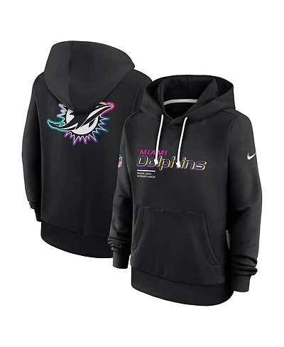 Nike Women's Black Miami Dolphins 2025 Nfl Crucial Catch Sideline Standard Issue Dri-fit Hoodie