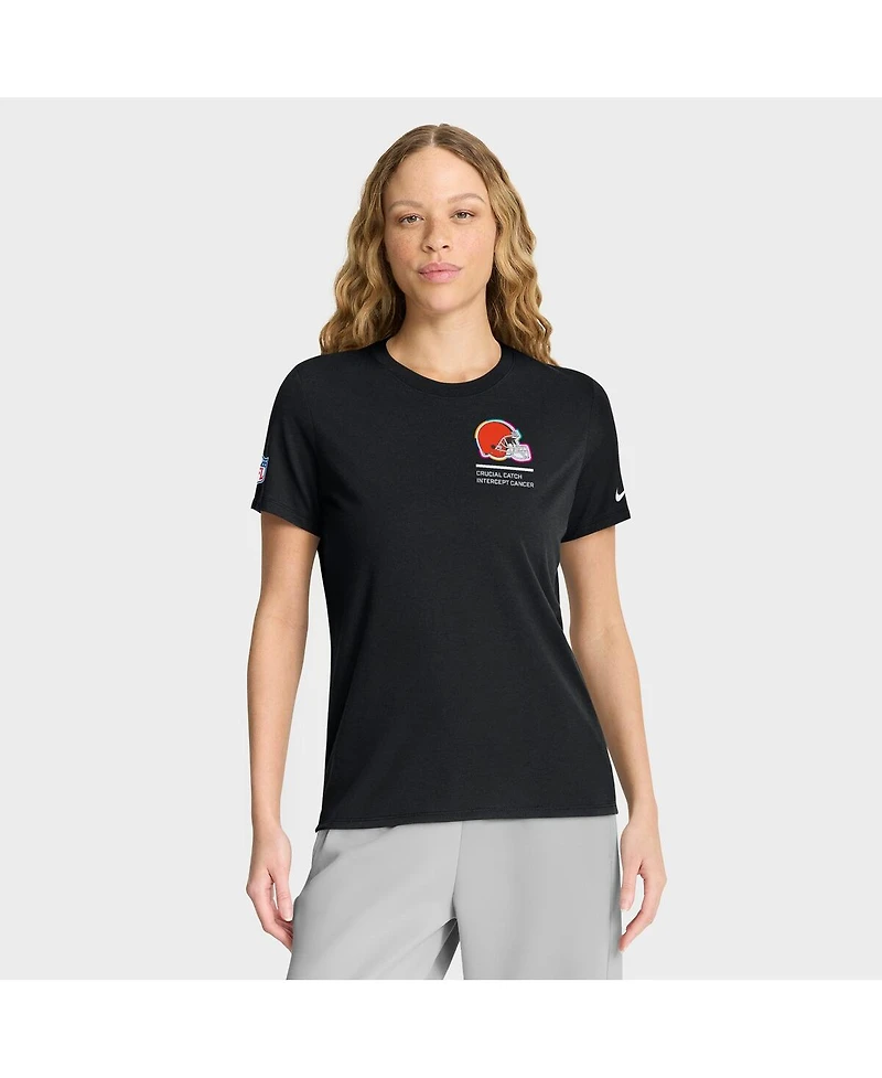 Nike Women's Black Cleveland Browns 2025 Nfl Crucial Catch Tri-Blend Dri-fit T-Shirt
