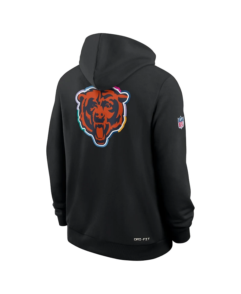 Nike Men's Black Chicago Bears Tall 2025 Nfl Crucial Catch Sideline Standard Issue Dri-fit Hoodie