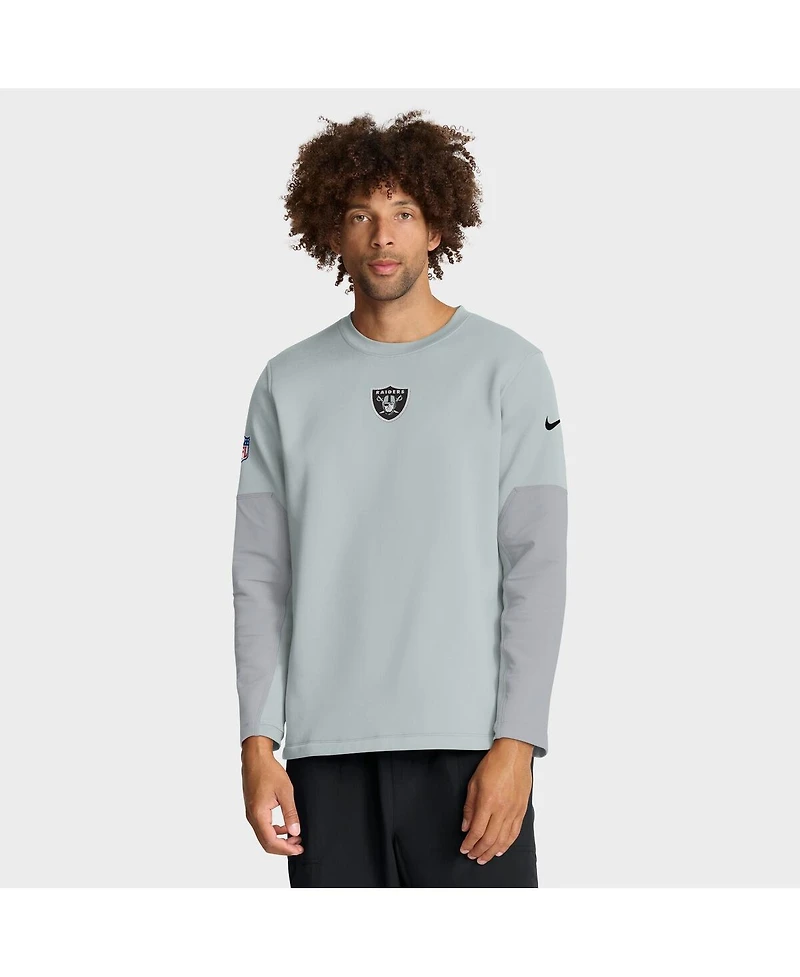 Nike Men's Silver Las Vegas Raiders Sideline Scripted to Win Performance Long Sleeve T-Shirt