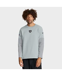 Nike Men's Silver Las Vegas Raiders Sideline Scripted to Win Performance Long Sleeve T-Shirt