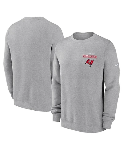 Nike Men's Heather Gray Tampa Bay Buccaneers Primetime Club Fleece Pullover Sweatshirt