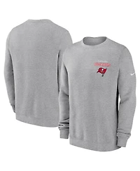 Nike Men's Heather Gray Tampa Bay Buccaneers Primetime Club Fleece Pullover Sweatshirt