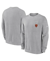 Nike Men's Heather Gray Chicago Bears Primetime Club Fleece Pullover Sweatshirt